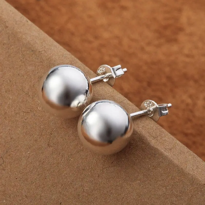 Street Fashion Earrings - 925 فضة كلاسيكي 8 مللي متر