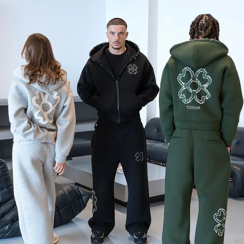 Street Fashion Y2K - طقم هودي وبنطلون رياضي للرجال بتصميم