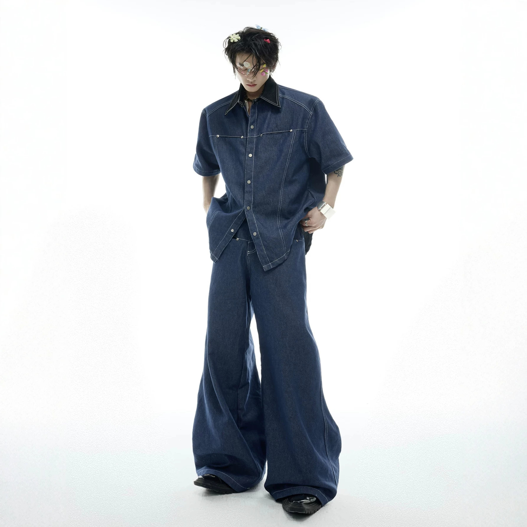 Street Fashion Jeans Men - طقم صيفي رجالي من الدنيم بتصميم