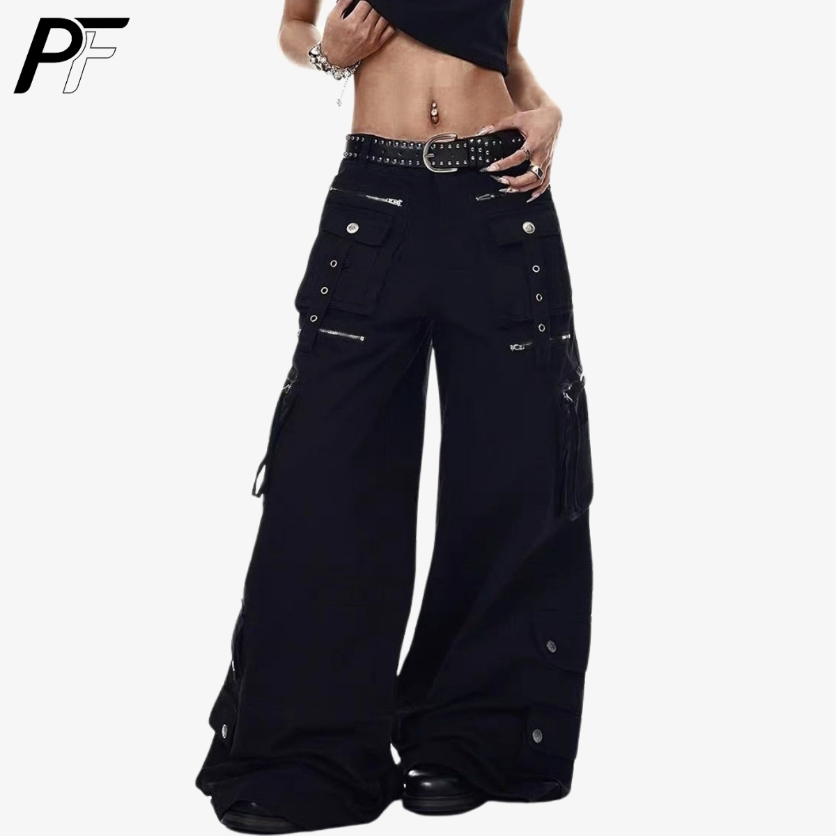 Street Fashion Jeans Men - بنطلون كارجو واسع الساق من Grunge