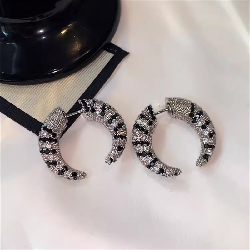 Street Fashion Earrings - خمر الجبهة الخلفية الزركون القرن أقراط