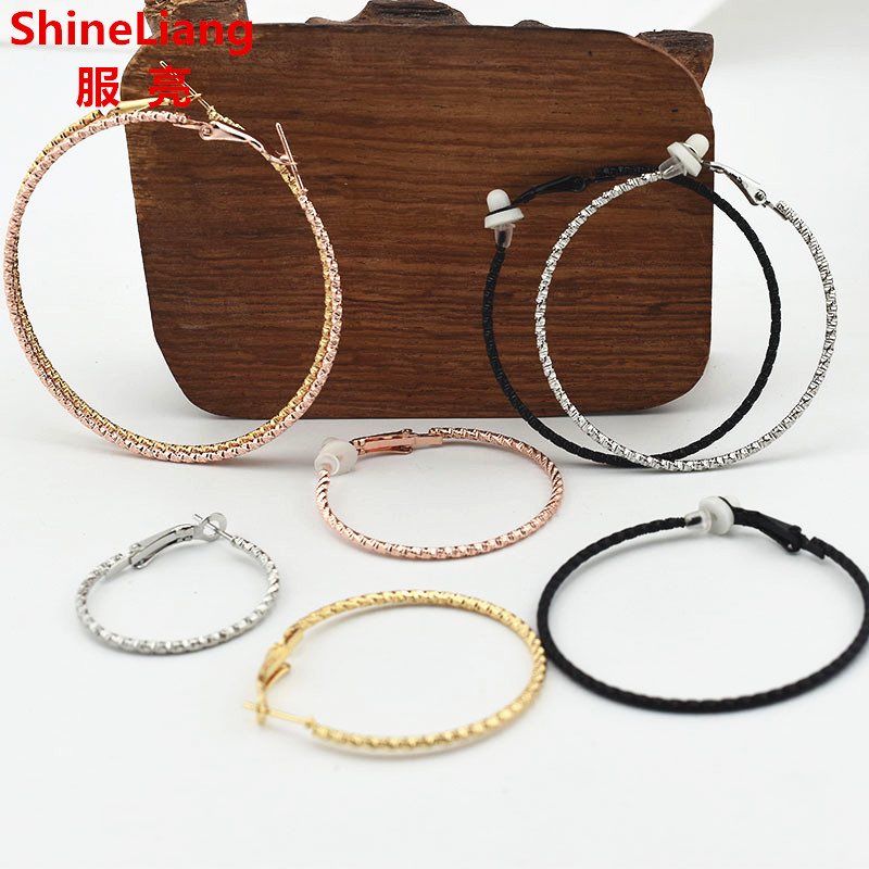 Street Fashion Earrings - مشبك على أقراط للنساء، دائرة رفيعة،