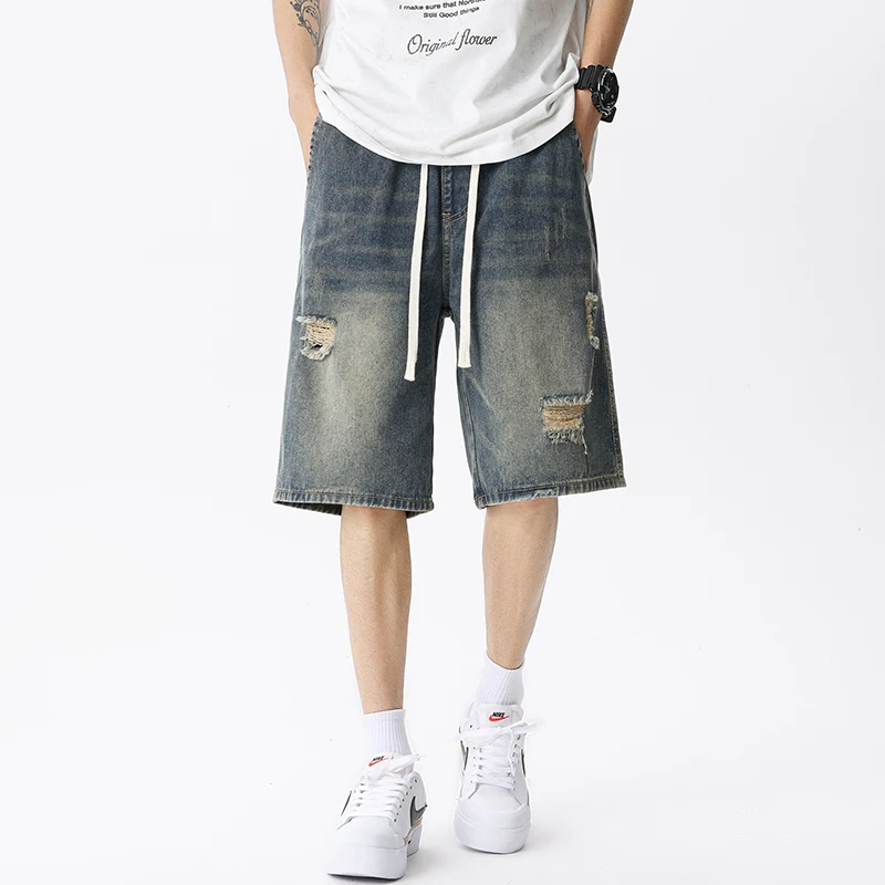 جينز رجالي قصير ممزق من الدنيم - مراجعة Street Fashion Jeans Men وسعره