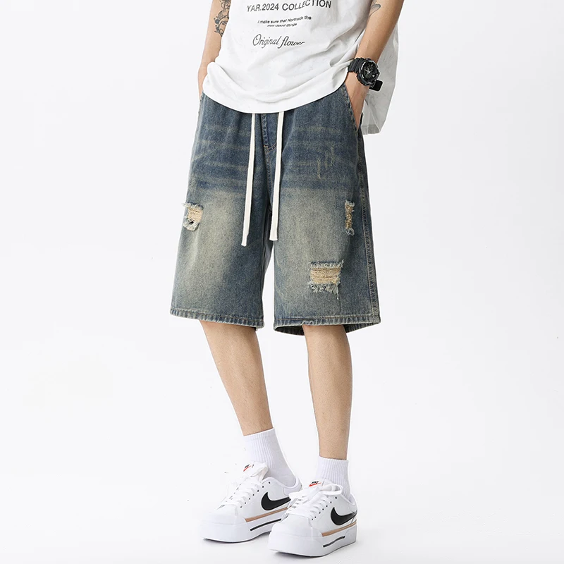 جينز رجالي قصير ممزق من الدنيم - مراجعة Street Fashion Jeans Men وسعره