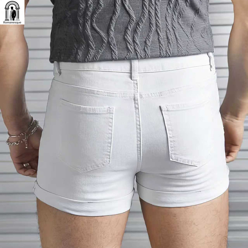 شورت جينز أبيض ضيق للرجال، بحا - مراجعة Street Fashion Jeans Men وسعره