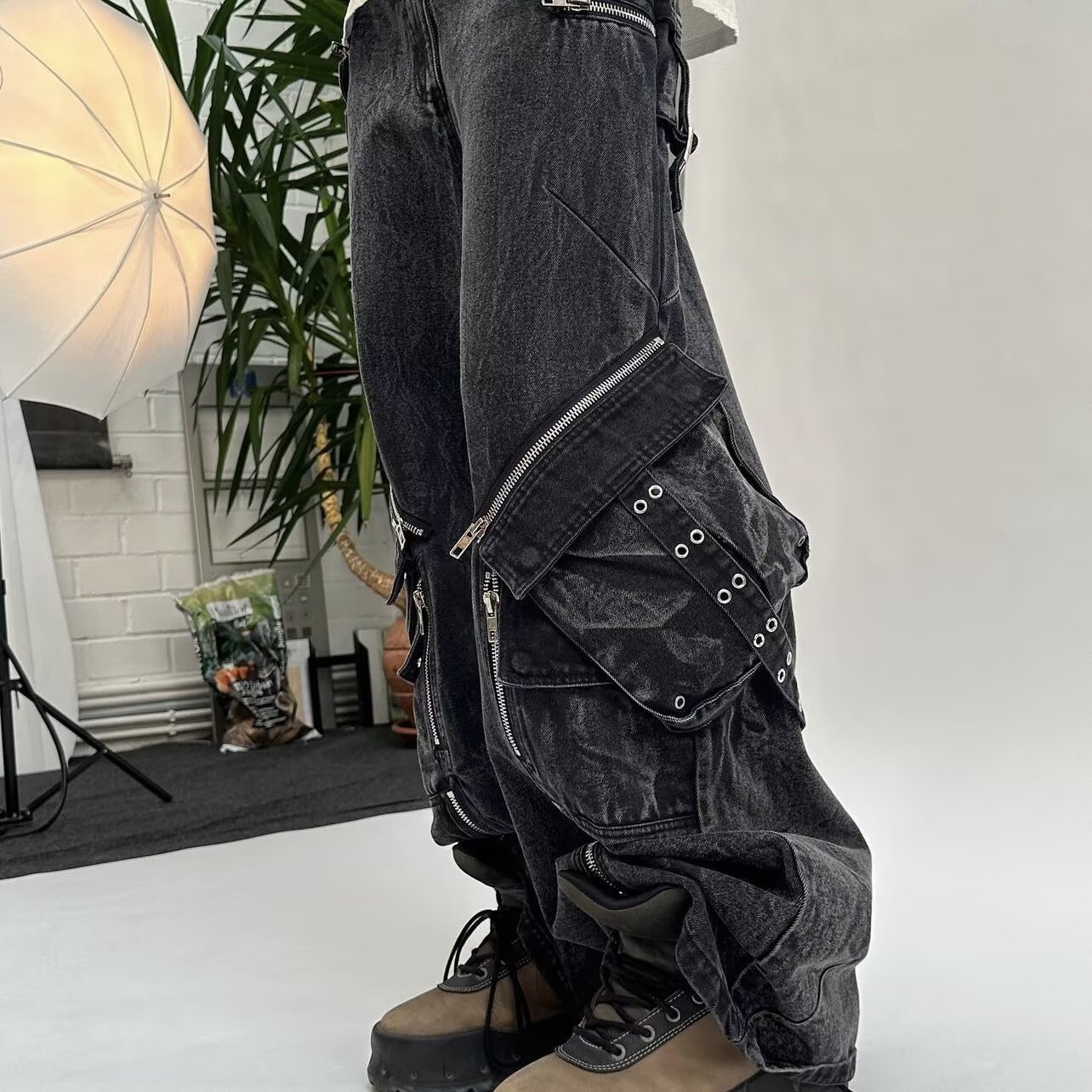 Y2K أسود القوطية الشرير متعدد  - مراجعة Street Fashion Jeans Men وسعره