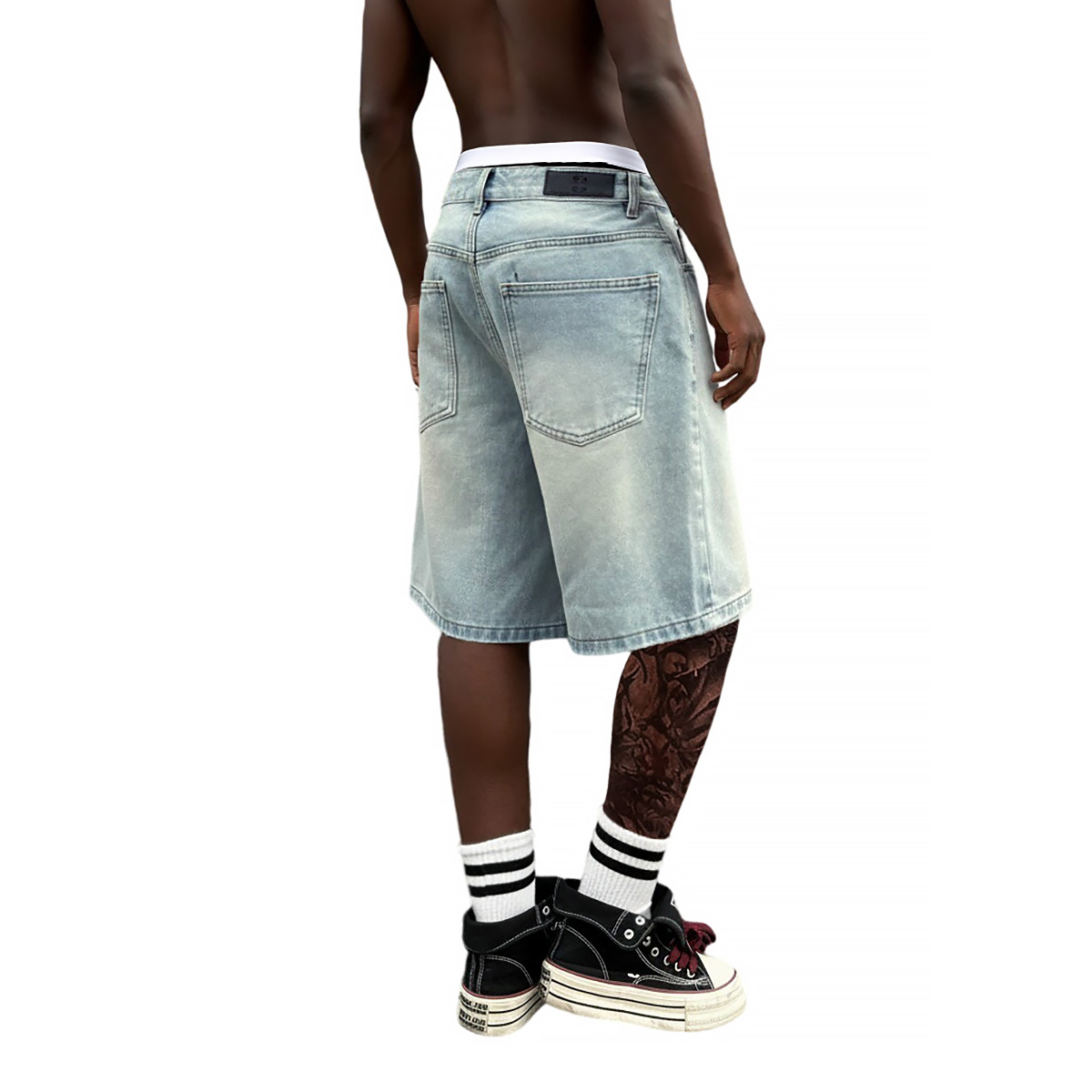 شورت جينز رجالي فضفاض بقصة واس - مراجعة Street Fashion Jeans Men وسعره