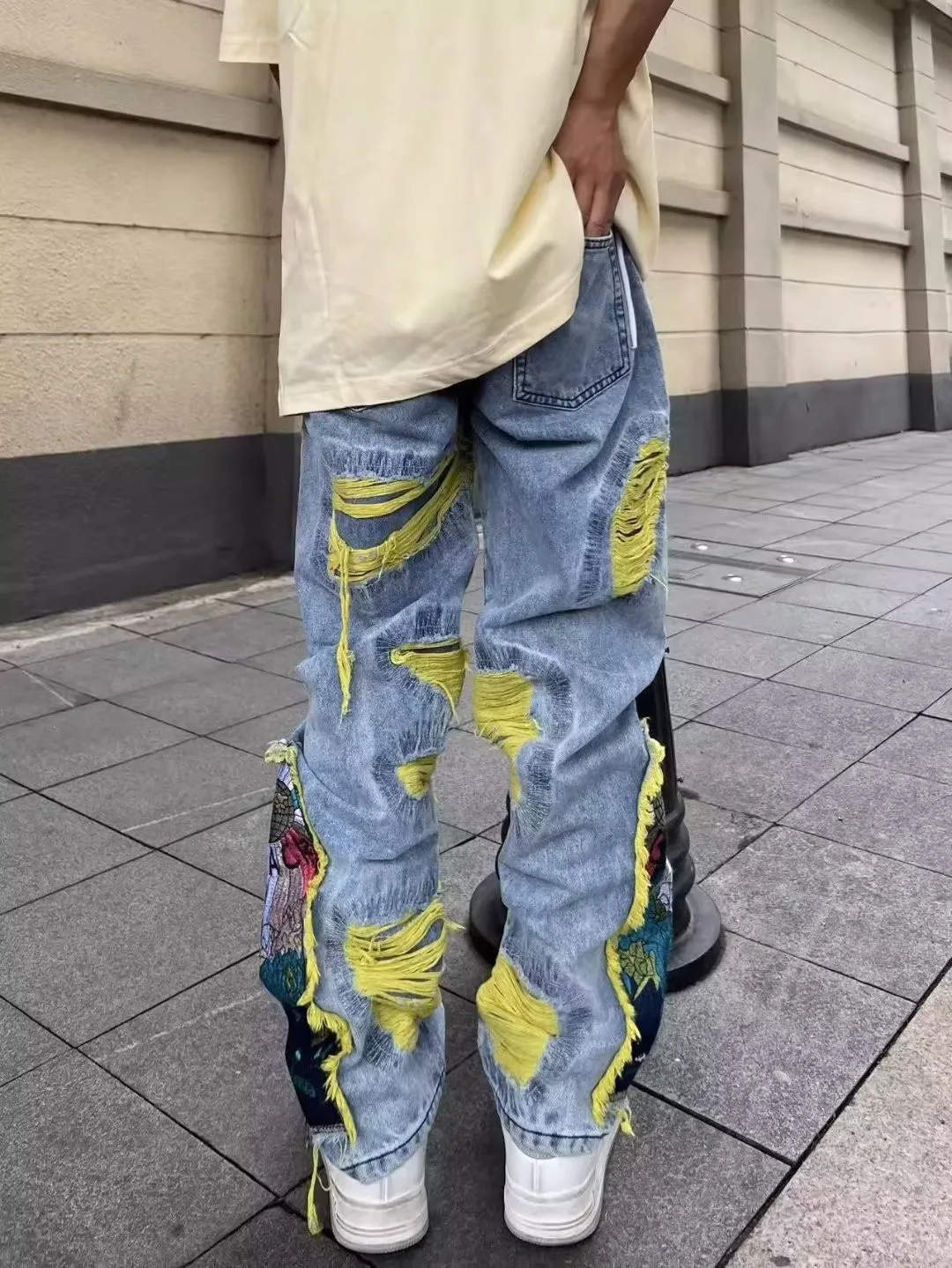 جينز هيب هوب أمريكي عتيق مطرز  - مراجعة Street Fashion Jeans Men وسعره