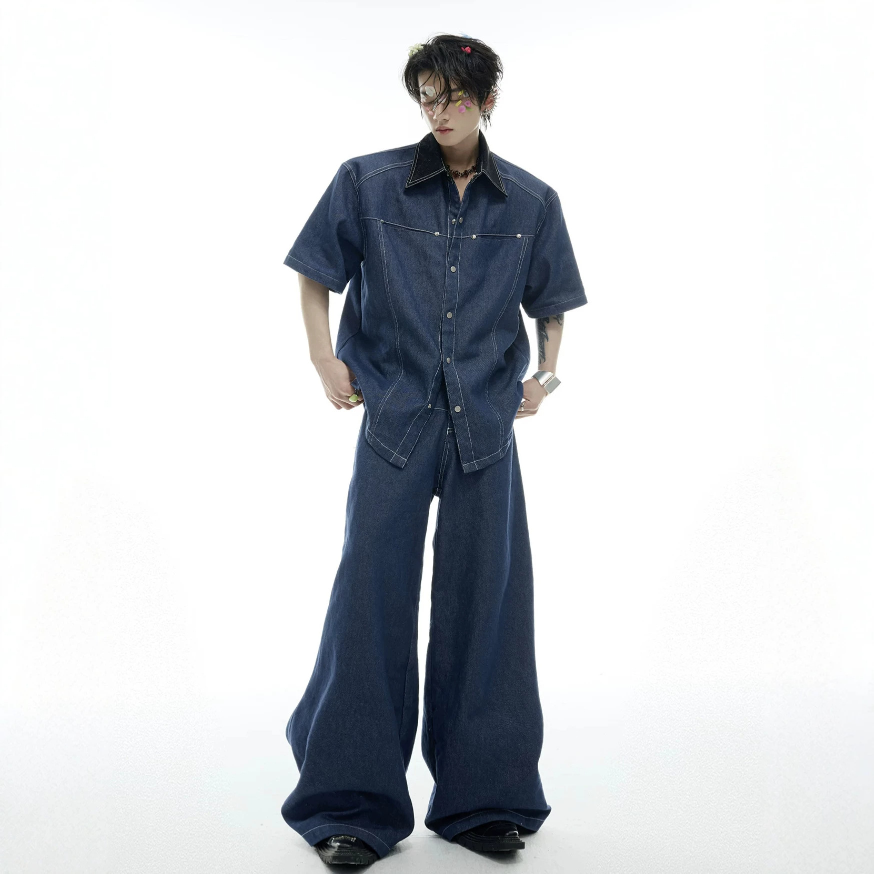 طقم صيفي رجالي من الدنيم بتصمي - مراجعة Street Fashion Jeans Men وسعره