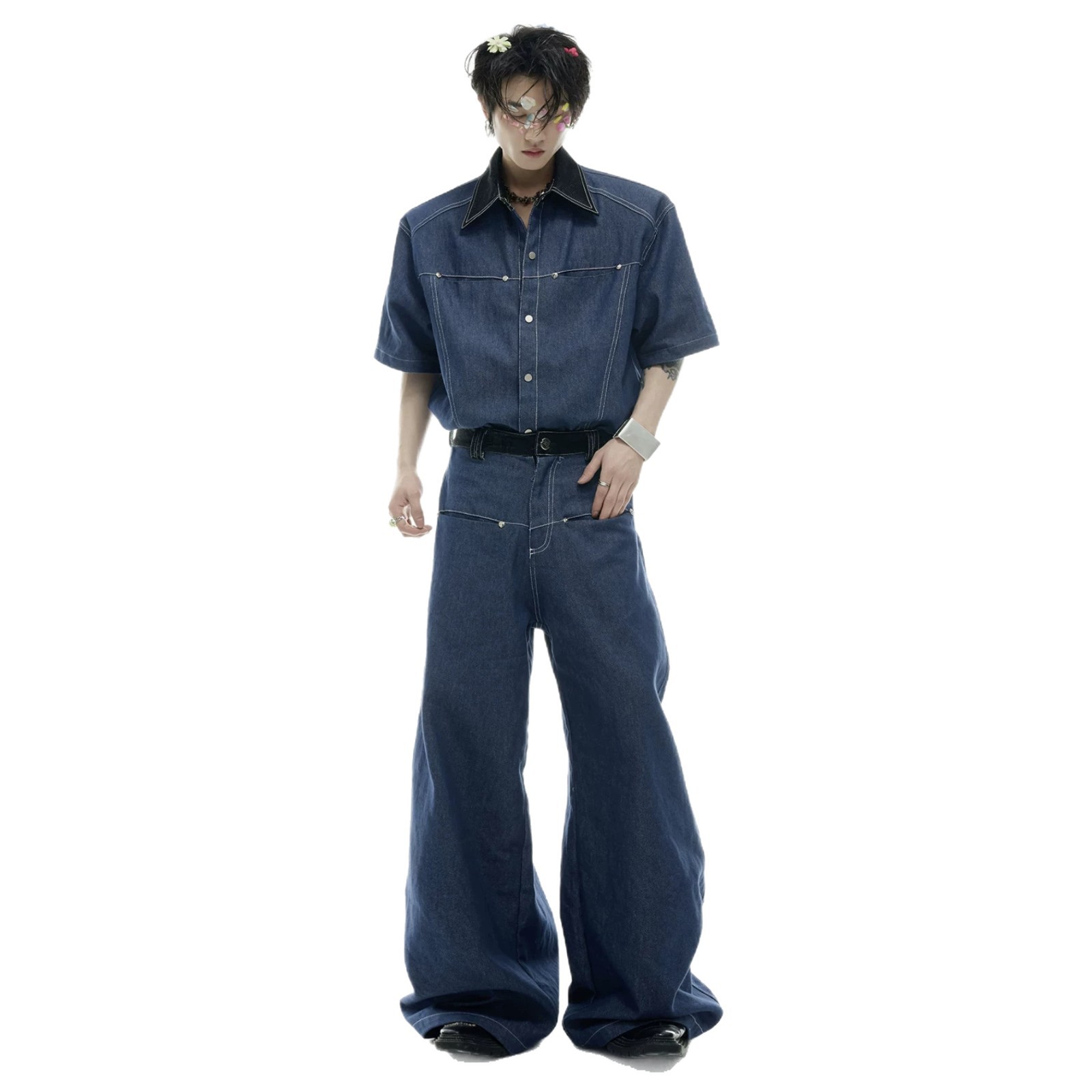طقم صيفي رجالي من الدنيم بتصمي - مراجعة Street Fashion Jeans Men وسعره