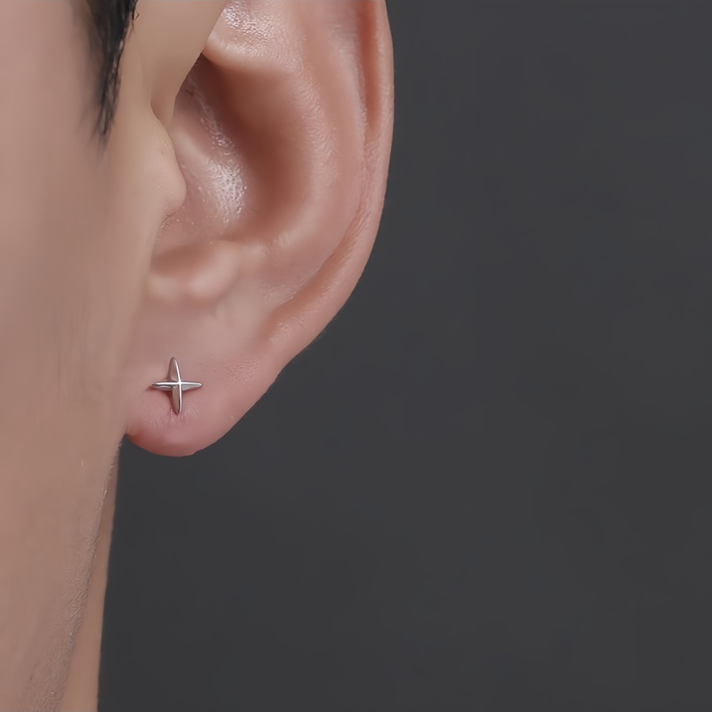 بسيطة الصليب نجوم الرجال سبيكة - مراجعة Street Fashion Earrings وسعره