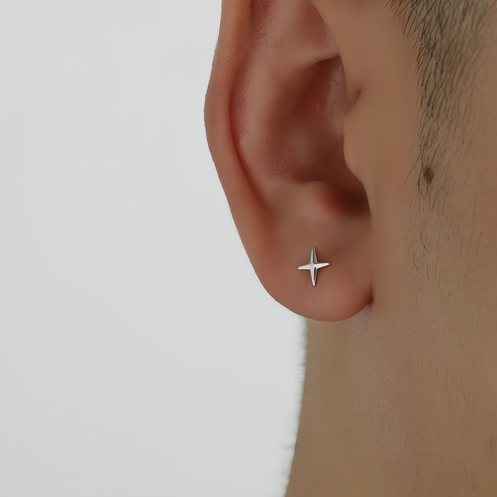 بسيطة الصليب نجوم الرجال سبيكة - مراجعة Street Fashion Earrings وسعره