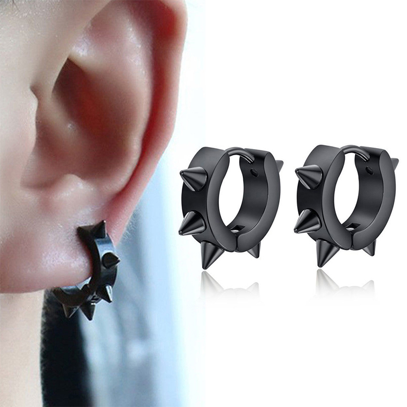 6 Pairs الأسود للجنسين أقراط م - مراجعة Street Fashion Earrings وسعره
