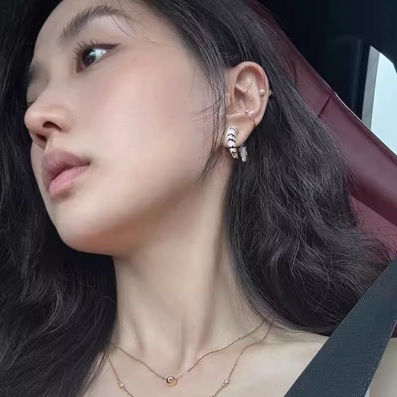 خمر الجبهة الخلفية الزركون الق - مراجعة Street Fashion Earrings وسعره